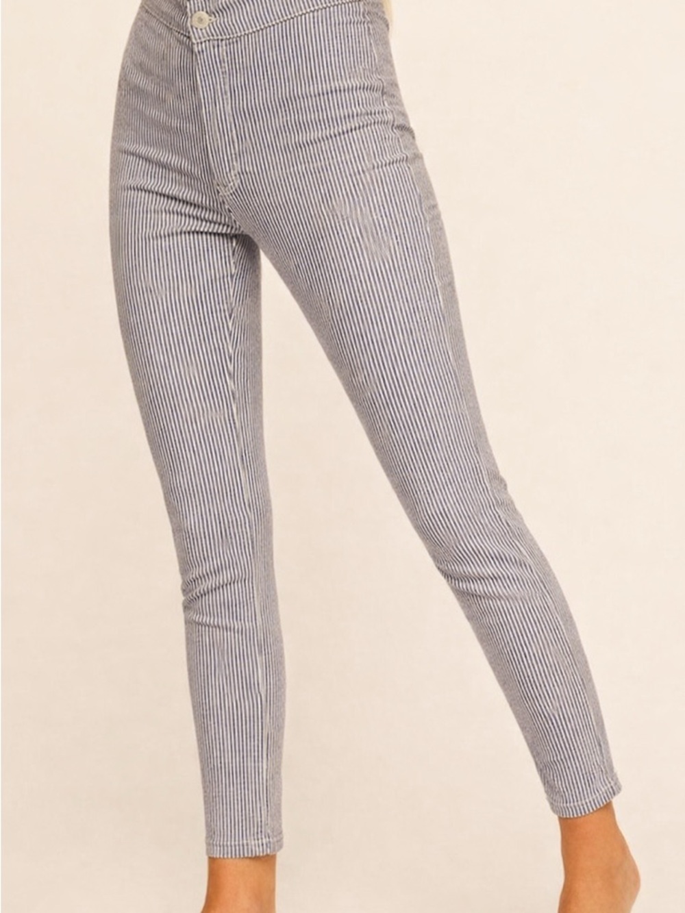 Free People Belle Skinny Pants Navy white Stripe